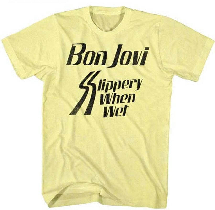 

Желтая футболка унисекс Bon Jovi-Distresse D Slippery When Wet-X-Large S