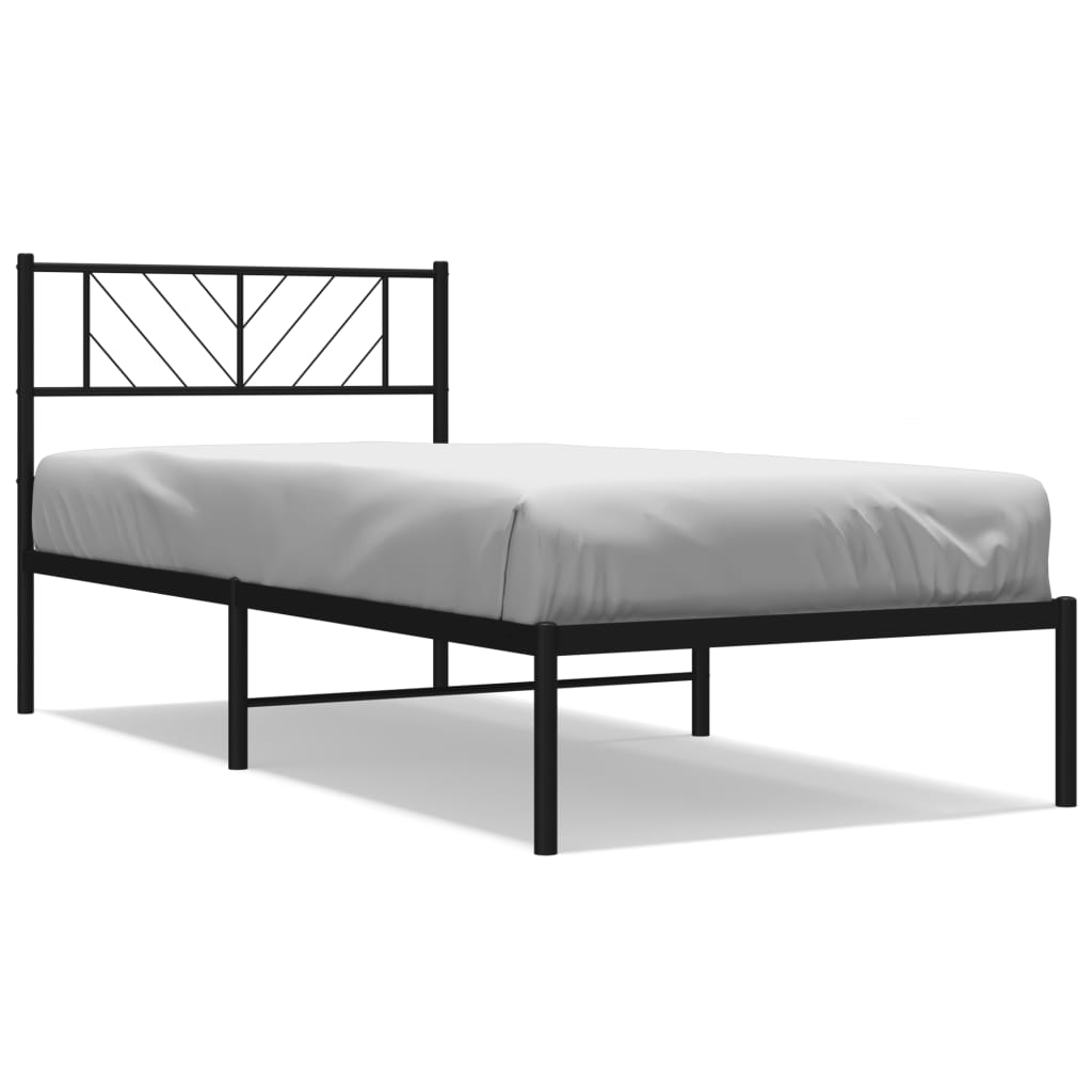 Vidaxl Metalowa Rama Łóżka Z Wezgłowiem, Czarna, 75X190 Cm