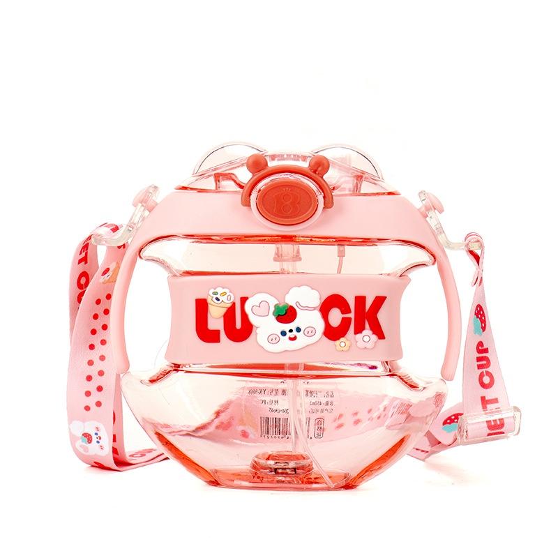 

Кружка детская в форме пончика 450 мл, мультяшное животное, из материала ПК, с защелкой, многоцветная розовый