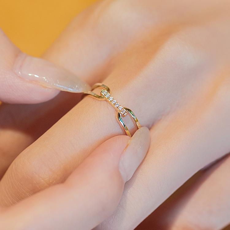 Minimalist S925 Sterling Silver Diamond Index Finger Ring for Women