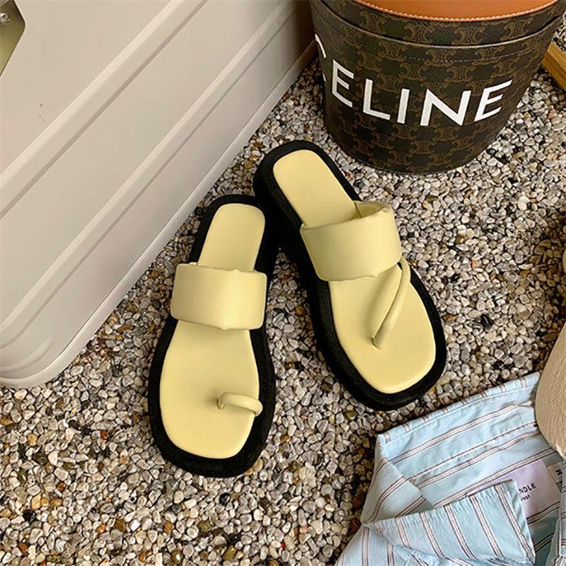 Women's outer cover toe cool slippers 2025 summer Internet celebrity new Korean version muffin platform fashion versatile beach shoes