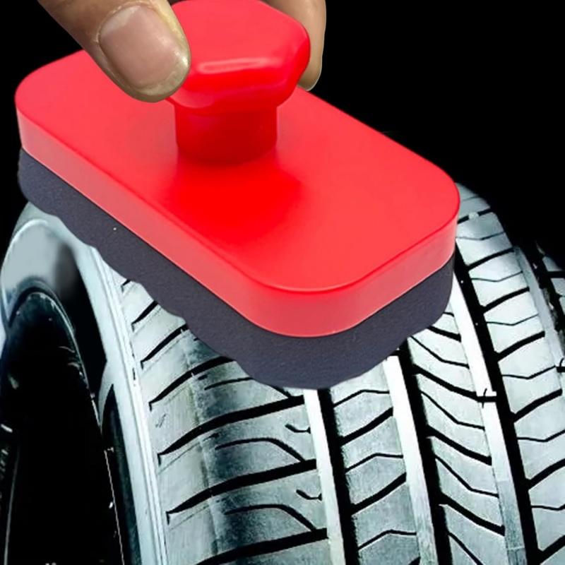 Red Tire Dressing Applicator Tire Sponge With Lid Reusable Brush Car Wheel Polishing Waxing Tire Sponge Brush For Exterior Wash