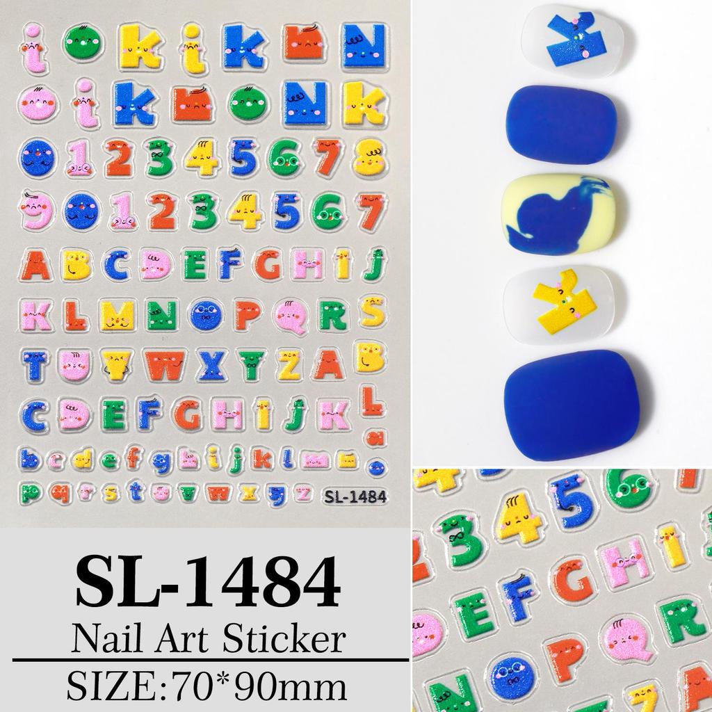 INS Style Cute Cartoon Letter & Number Nail Art Stickers for DIY Journals & Accessories