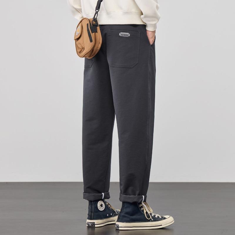 Fashion Autumn Men Pants Loose Straight Cotton Like Business Casual Trendy Versatile Long Trousers 5XL серый