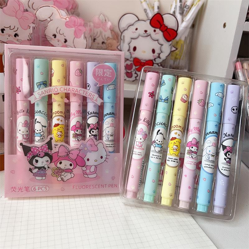 Sanrio Highlighters Cinnamoroll Kitty Colored Pens Student-Specific Highlight Markers High Aesthetics Multi-Functional Marking