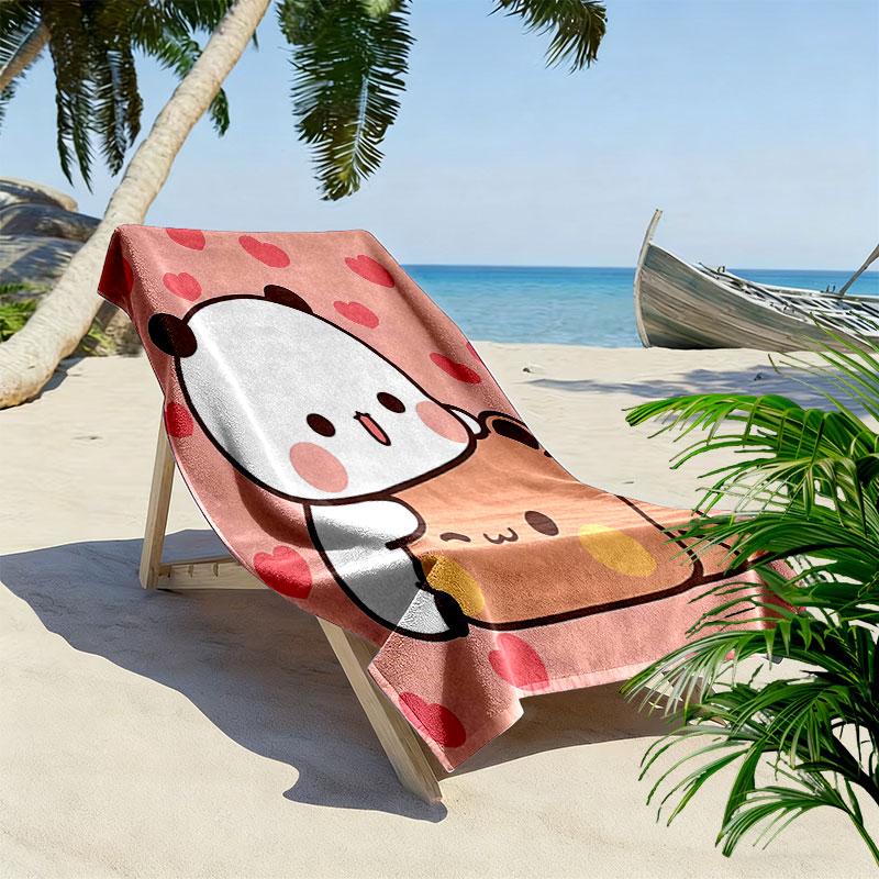 H67212Peach Goma Print Beach Towel, Large Soft Quick Dry Towel for Beach Camping Swimming