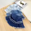 Hairy Beard Edge Denim Bucket Hat Women's Spring Summer New Solid Color Versatile Face Mask Basin Hat Street Sun Hat