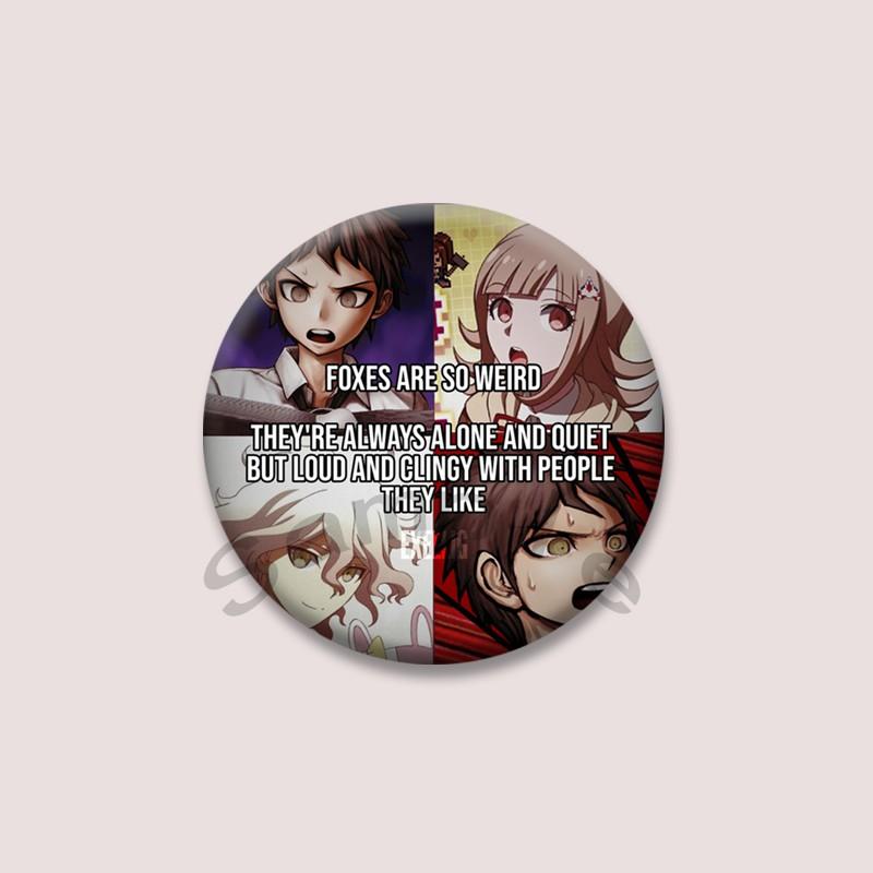 Anime Spiel Danganronpa Anstecknadeln Schwarzer Bär Kyoko Kirigiri Cartoon Cosplay Abzeichen Runde Brosche für Rucksack Tasche Zubehör Geschenk