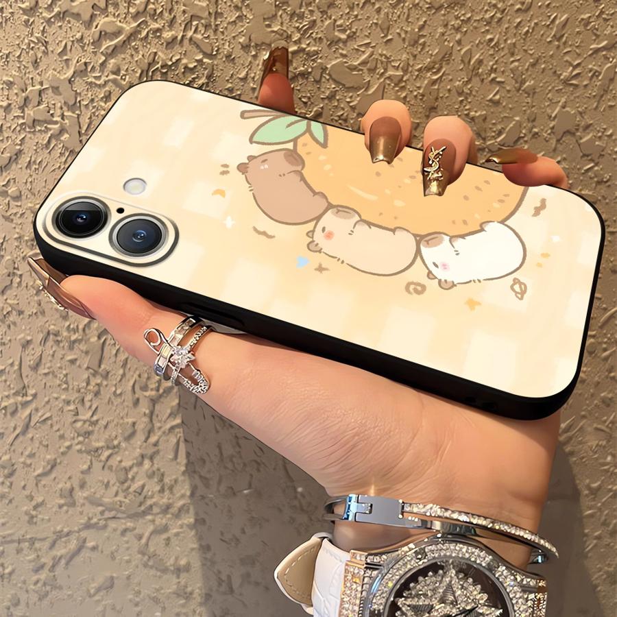 Black Soft Phone Cover Case for iPhone 13 12 11 17 Pro Max 7 8 15 16 14 Plus XS Max 17Air XR Cartoon Pufferfish
