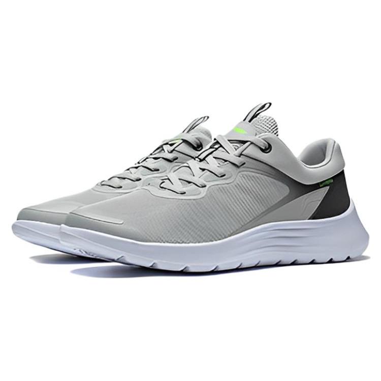 Li Ning Light Feather Cushioning Slip Resistant Abrasion Resistant Low Top Casual Running Shoes Men's Gray ARST019-3