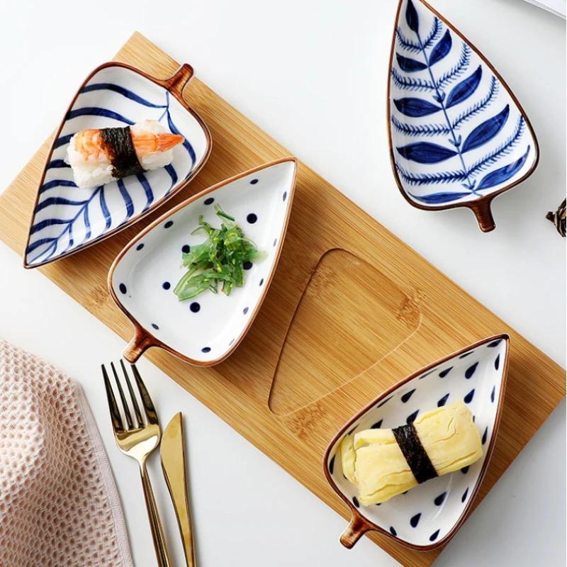 Snack Plate Set Trays Top for Serving Food Japan Style Leaf Dish Beautiful Tableware Cold Dishes Dry Fruit Tray Ceramic Home Use Kitchen
