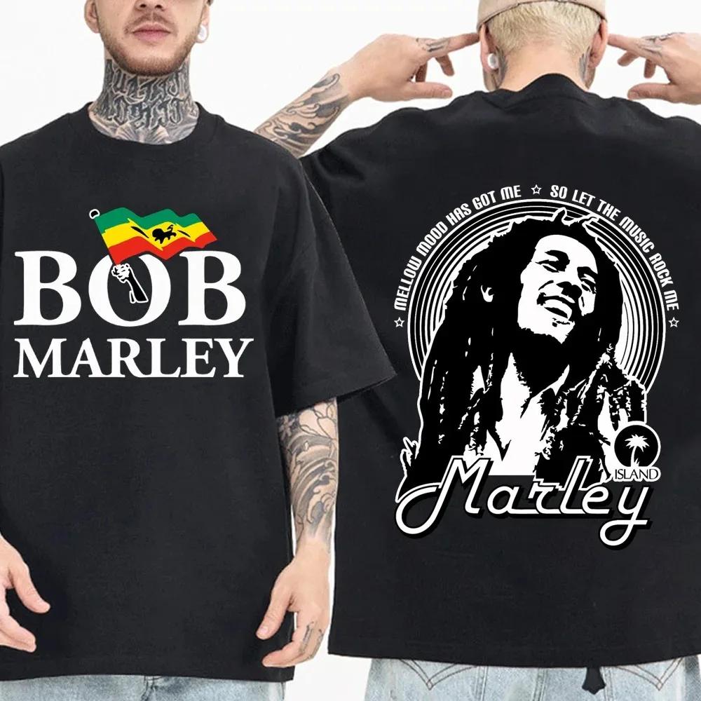 Bob Marley T-skjorter Mote T-skjorte for Menn Y2K Topper Harajuku O-hals Kortermet Skjorter Fans Gave Sommer Dame Mote T-skjorte