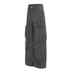Mens High Street Hip Hop Cargo Pants Loose Straight Leg Multi-Pocket Rivet Denim Jeans Casual Streetwear