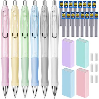 Tomorotec Mechanical Set of Includes 16 4 and 6 Cap for and Macaron Color Pencils, 0.7mm, 6, Refills, Erasers, Erasers, School, Office, Drafting,