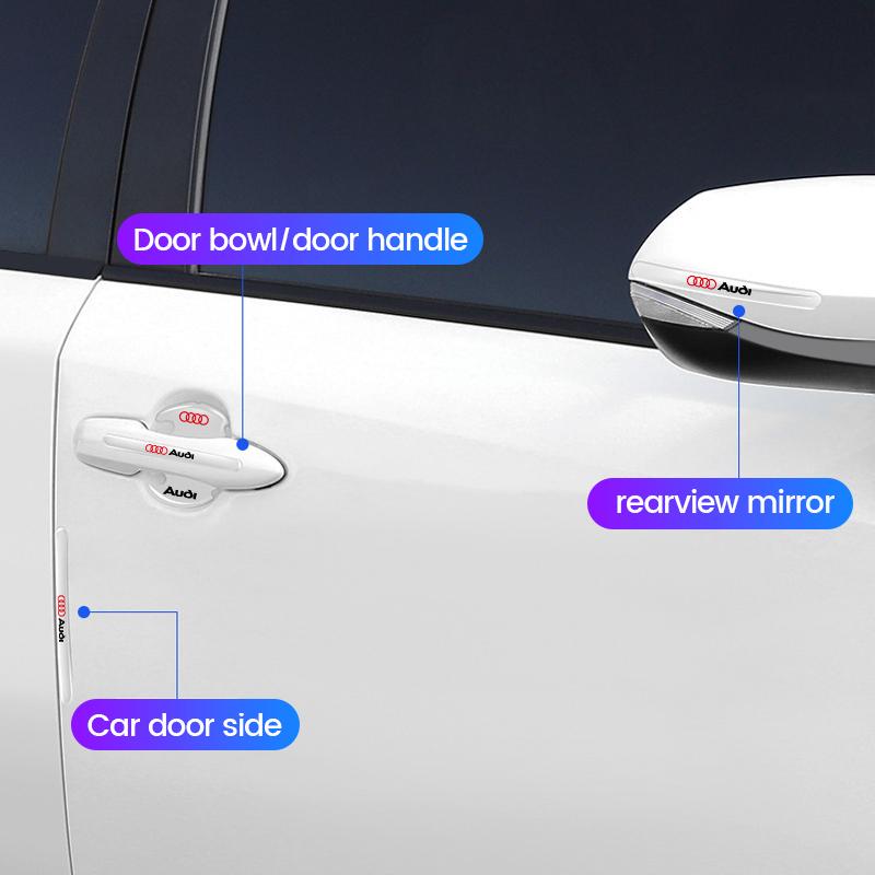 Car Door Bowl Scratches Stickers For 8w Sline A3 Q5 Q8 A4 B8 B7 A6 C7 A5 A7 A8 B9 B6 C6 Q3 Q4 RS3 RS4 RS5 sq3 Car accessoriesw8
