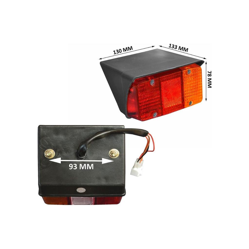 APSMOTIV 2Pcs Mahindra Tractor Tail Light Back Lights Red/Amber 12V Rear Tail Lamp Black Metal Housing Fits Mahindra 4500, 5500, 4530, 3550, 5565