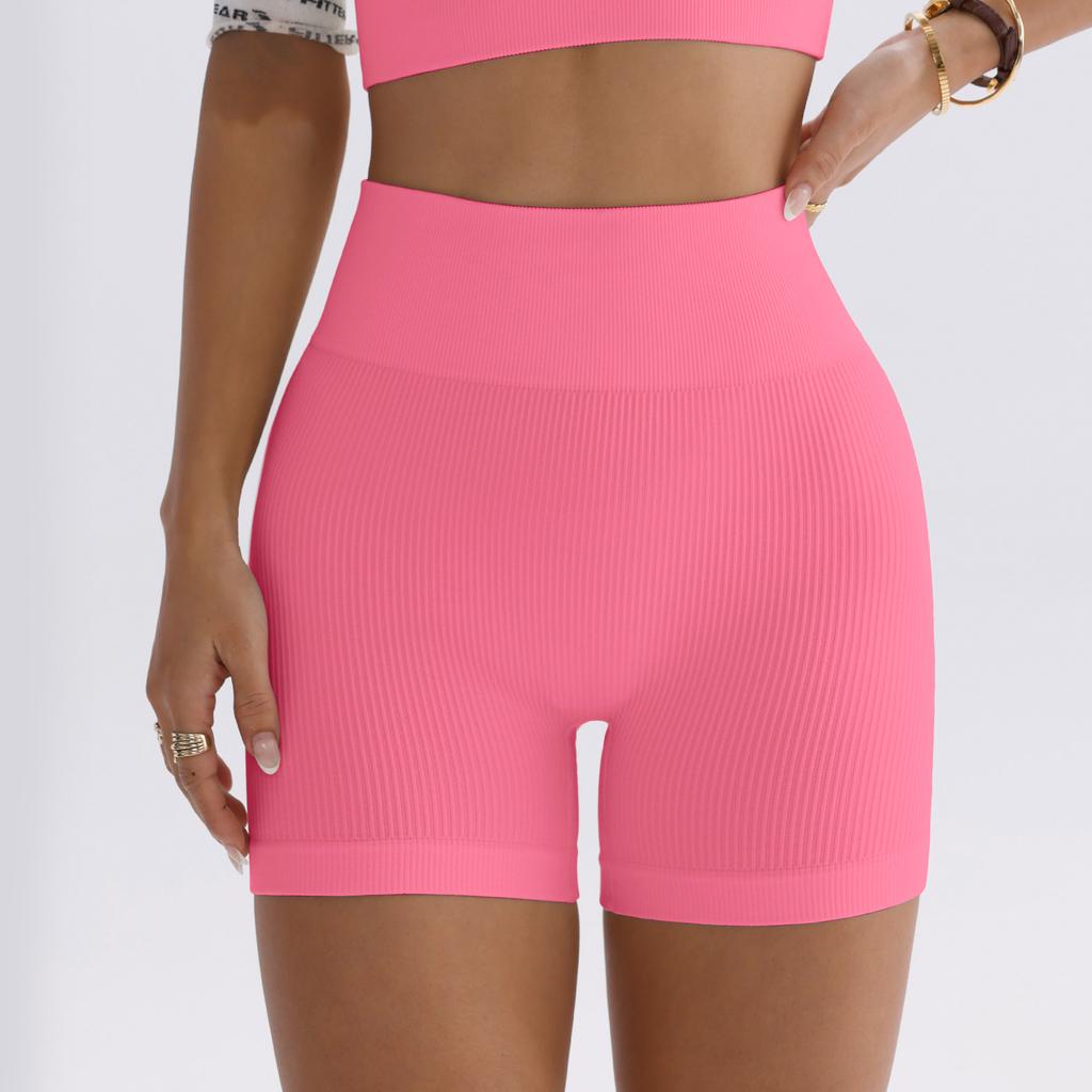 Sports shorts European and American hip lift high waist yoga pants women's peach hip tight three-point quick-drying threaded fitness shorts