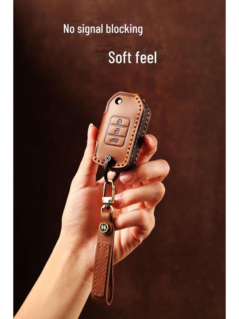 Handmade Premium Leather Key Cover for Honda Civic and Accord