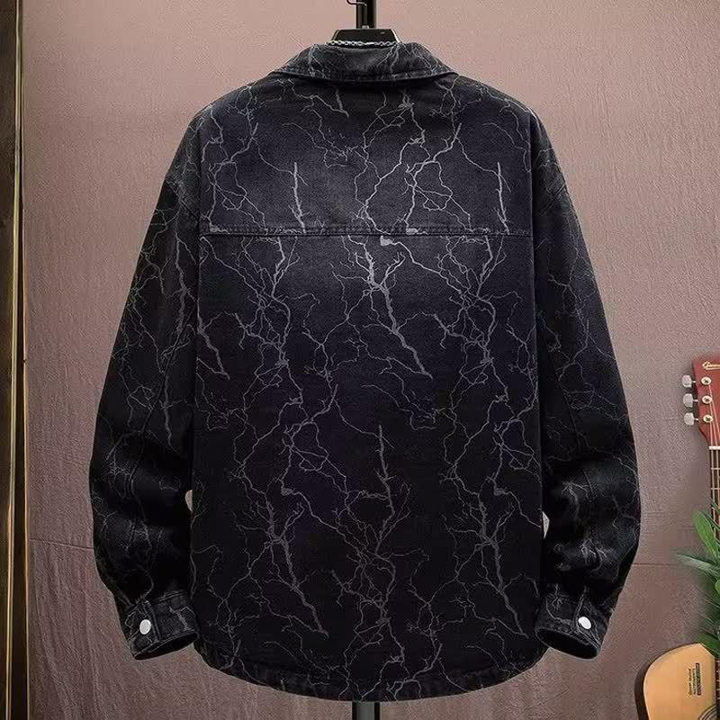 Herren Retro Denim Reversjacke - Gewaschen, Used-Look und Cool für Herbst/Winter High Street Mode.