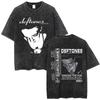 Washed Vintage Rock Band Deftones Cat Graphic Tshirts Men Alternative Heavy Metal Short Sleeve T Shirts Male Retro Streetwear