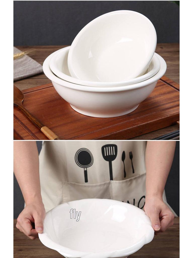 Creative Large Ceramic Soup Bowl - Thickened, Round, Restaurant & Household Tableware