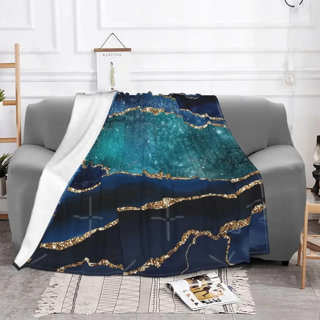 Glamour Milky Way Marble Galaxy Throw Blanket, Warm Cozy Soft Fuzzy Blankets Birthday Gifts, Fluffy Abstract Blanket for Winter