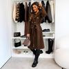 Women's 2024 Winter Fashion Double-Breasted Tie Wool Coat