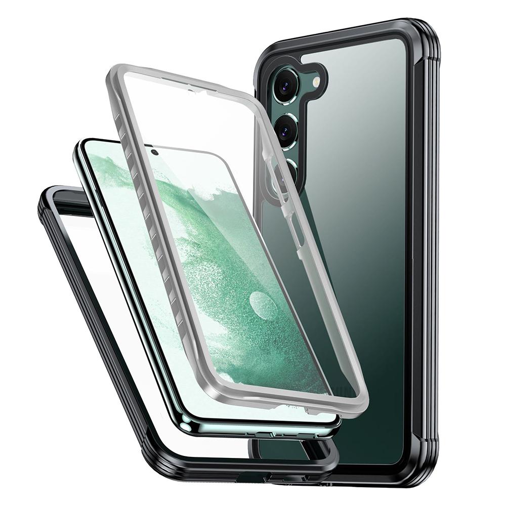 For Samsung Galaxy S23 PC+TPU Phone Case Full Protection Clear Phone Cover with PET Screen Protector