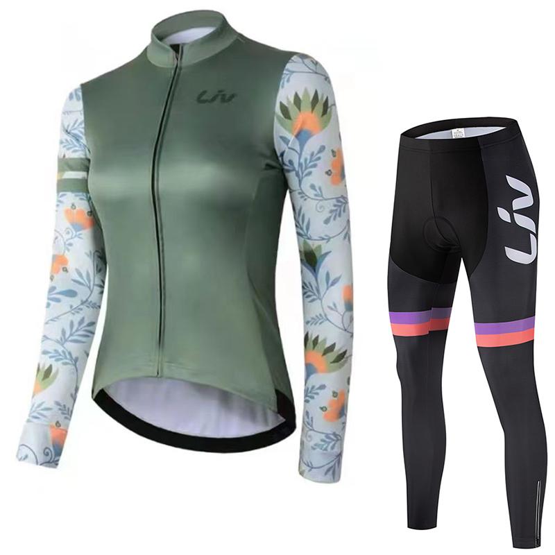 LIV Jersey de Manga Larga para Bicicleta para Mujer Delgado Alta Elasticidad Transpirable Culotte de Ciclismo Equipo Profesional Bicicleta de Carretera MTB Ropa de Ciclismo