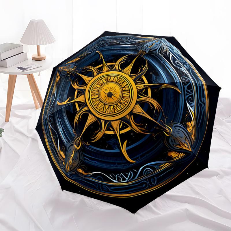 1pc Celestial Mandala Automatic Open/Close Umbrella, Windproof, Folding Compact Umbrella with Lightweight Design for Women/Men030