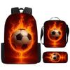 Lusso Popolare Divertente Novità calcio football Stampa 3D 3pz/Set alunno Zaini Scolastici Zaino Zaino per Laptop Zaino Pranzo Astuccio