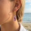 Women's Amethyst Teardrop & Tiger Eye Malachite Gold Earrings