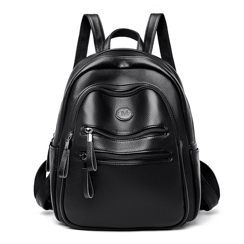 Soft leather simple backpack women s 2025 new fashionable and versatile large-capacity lightweight women s shoulder casual backpack