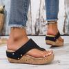 Zehensteg-Keilabsatz-Sandalen für Damen 2025 Sommer Dicke Sohle Strand-Slipper Frau Übergröße Mode Plateau Sandalias Mujer
