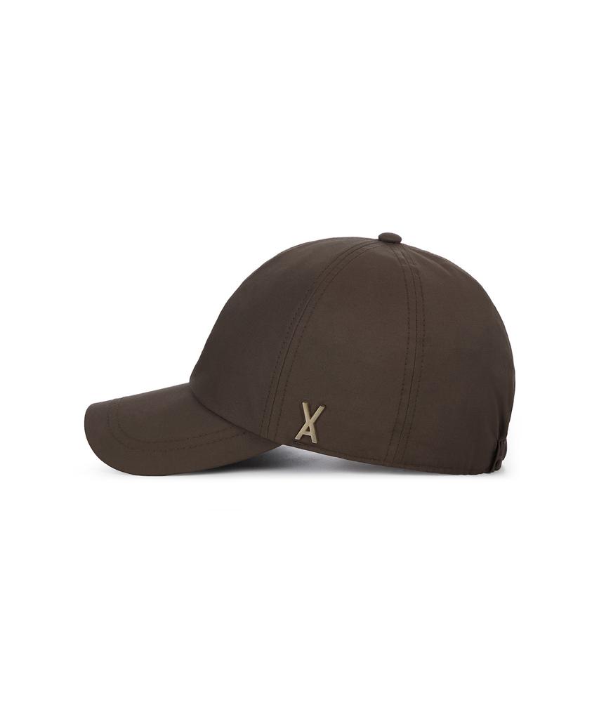 Bajal Studded Logo Nylon Newsboy Ball Cap Brown