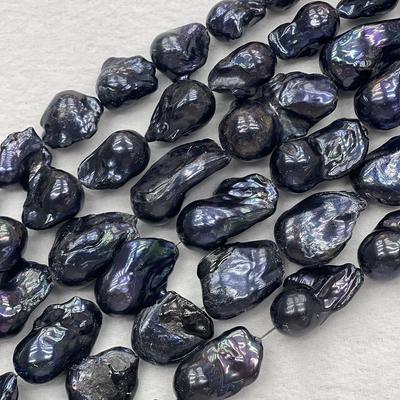 16x22-18x25mm Natural Black Large Baroque Freshwater Pearl Strand 36cm Loose Beads for DIY Statement Necklace Jewelry Making
