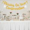 Blessing On Your Confirmation Banner - First Communion, My Baptism, Enagegment/Christening/Baby Shower/Wedding Party Decorations Gold Glitter