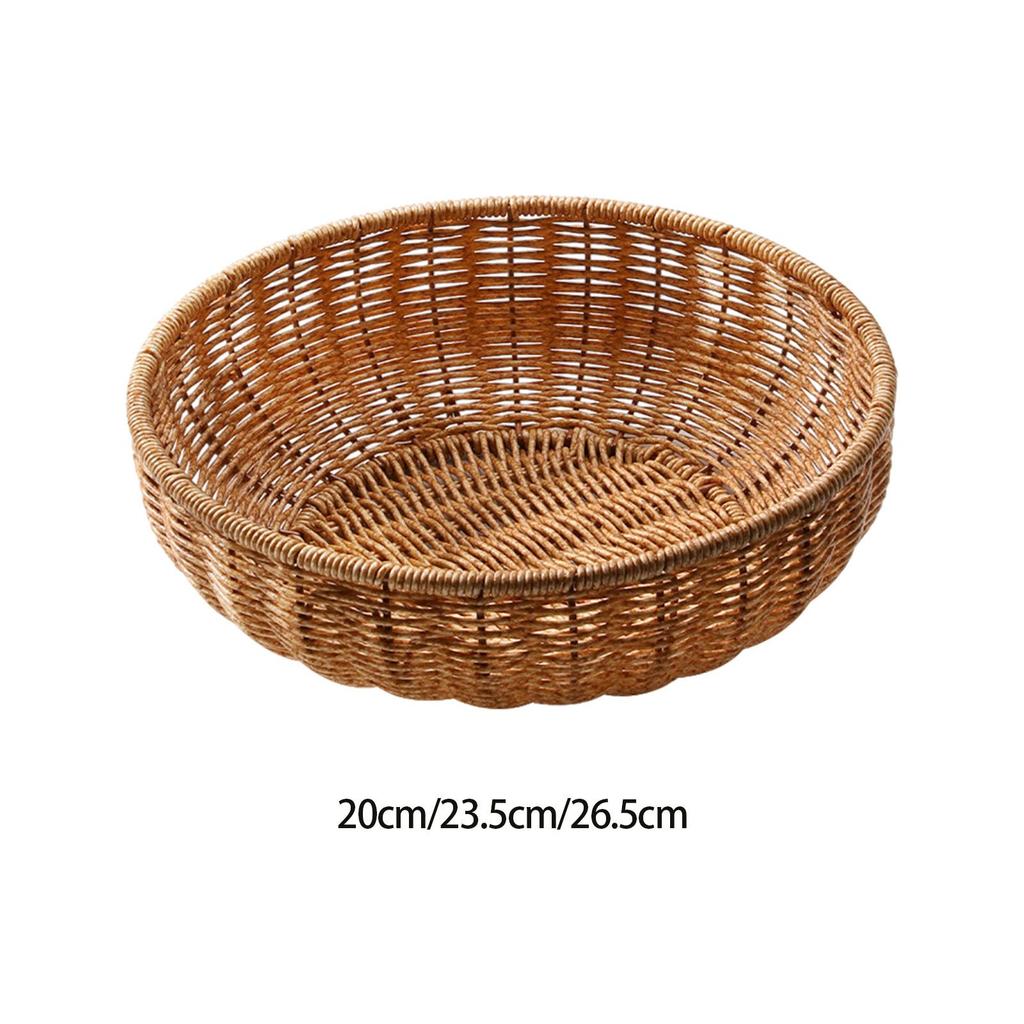 Rattan Bread Basket Woven Fruit Basket Holder Food Storage Imitation Rattan Woven Basket Woven Bread Basket for Camping Desk