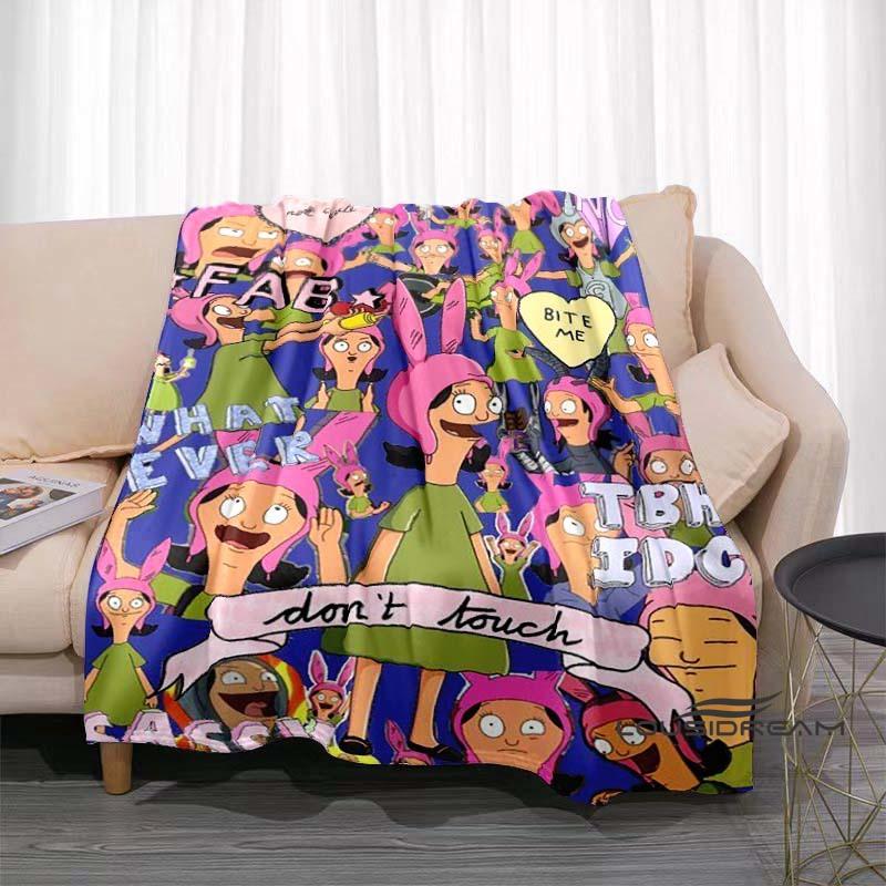 Happy Burger Shop cartoon print blanket. A warm and comfortable flannel blanket suitable for bedrooms, sofas, beds, chairs, picn