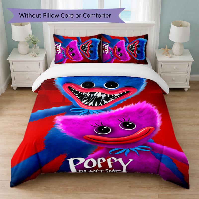 Poppy Playtime Stampa Set Copripiumino 3 Pezzi 1 Copripiumino e 2 Federe Biancheria da Letto Morbida per Camera da Letto Domestica