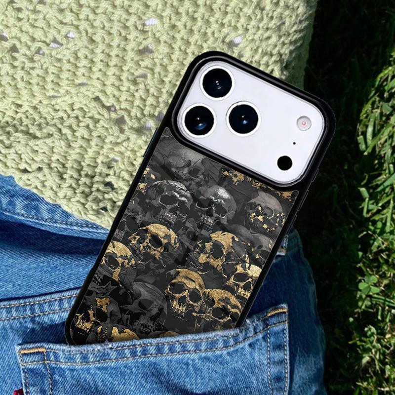 Vintage-Skulls Phone Case For iPhone 17 AIR 16 Pro Max 15 14 Pro 11 12 13 Shockproof Silicone Cover