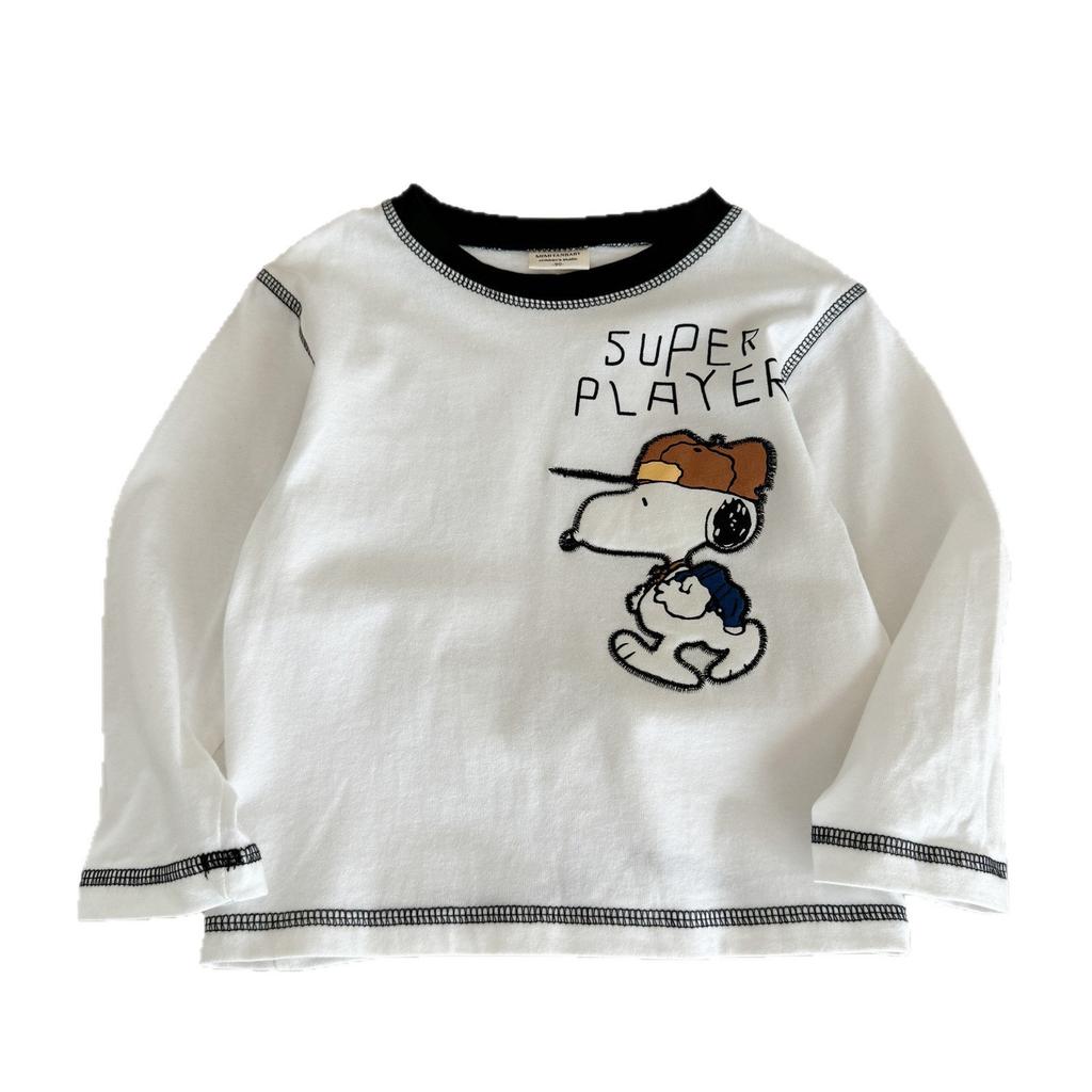 Boys Cotton Long Sleeve Cartoon Embroidered T Shirt for Toddlers and Kids