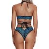 Damen Sexy Dessous Set Bestickter Spitzen-BH und Tanga Dessous Mesh Sheer Sexy