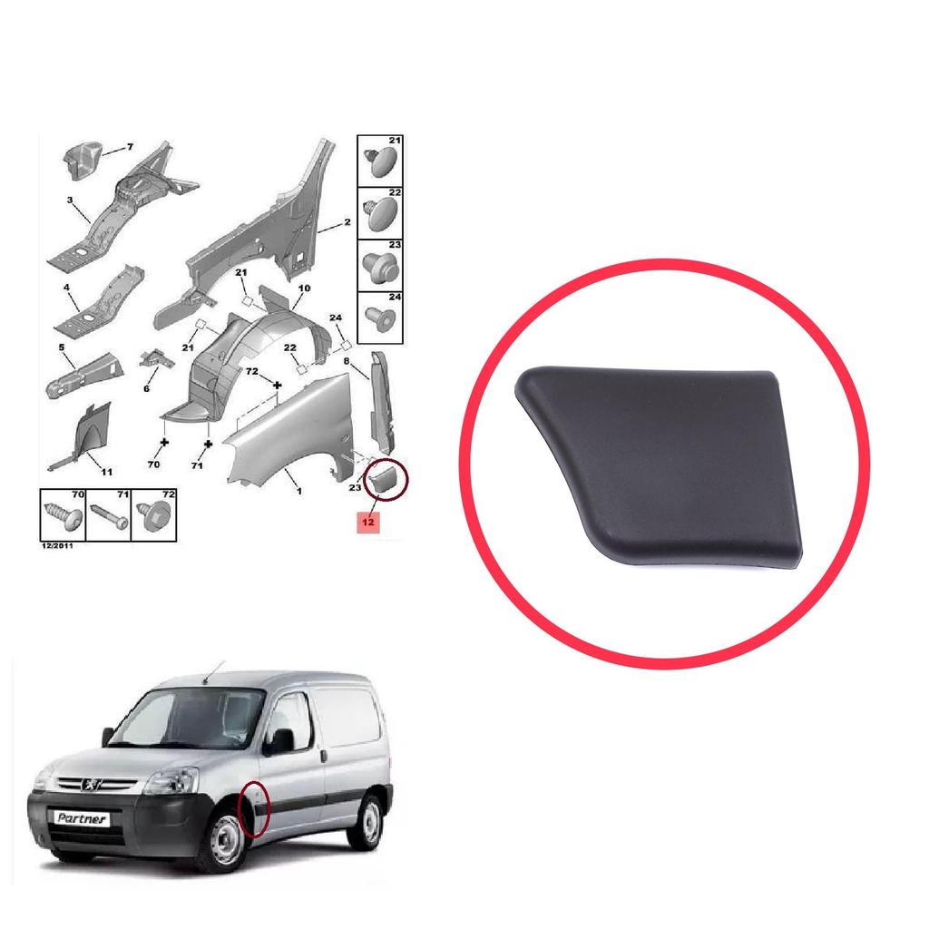 BSP1204-1 Front Left Fender Trim Molding for Peugeot Partner M59 2002-2008 Facelift 8544.J5