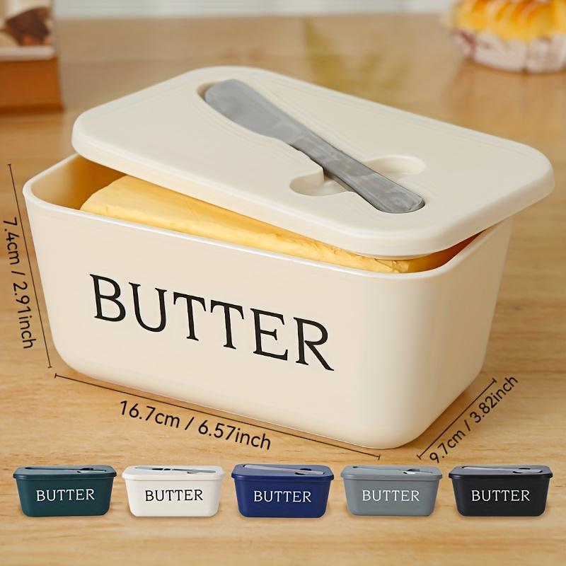 1set Premium Food Grade PP Butter Dish with Knife - Large, Durable, Easy-to-Clean Butter Keeper for Countertop Freshness Keeper
