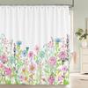 Flowers Butterfly Pattern Shower Curtains Bathroom Curtains Waterproof Polyester Bath Curtain with 12 Hooks Shower Curtain