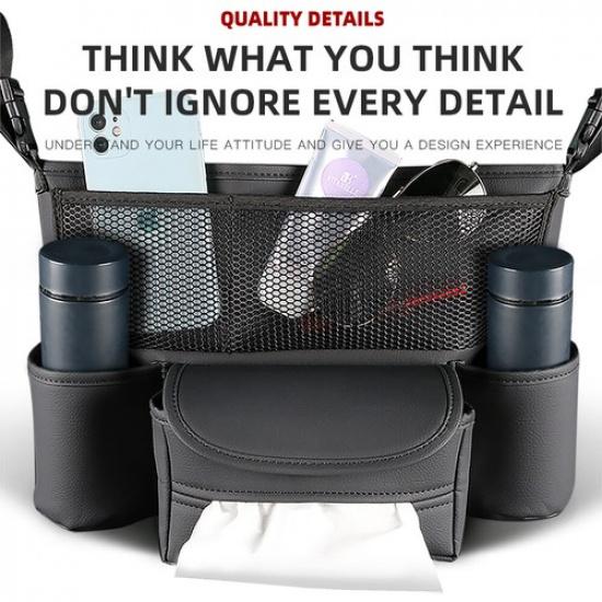 PU Leather Car Auto Center Console Control Armrest Storage Bag Organizer Holder