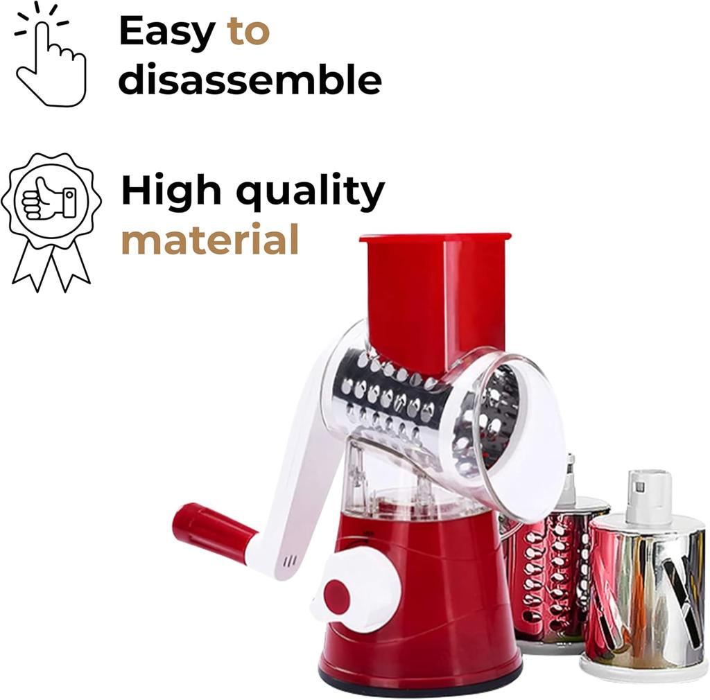 NEW Vegetable Cutter & Slicer Manual Kitchen Cheese Chopper Machine With 3 Sharp Drums Multifunctional Garlic Potato Shredder