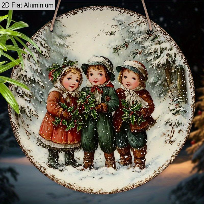 2D Flat Aluminium Christmas Sign - Warm Winter Figurine Ornaments - Ideal for Front Door, Wall, Porch, Window Decor - Ideal Christmas Gift for Friend