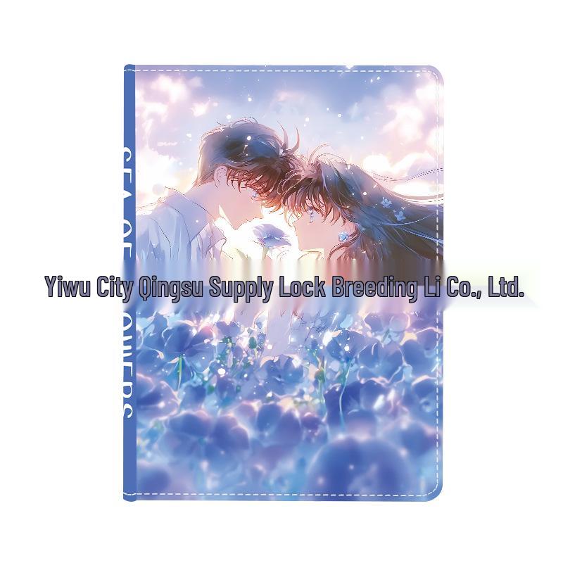 B5 Floral Anime Leather-Cover Notebook - Hardcover Diary with High-Quality Cartoon Design A-007